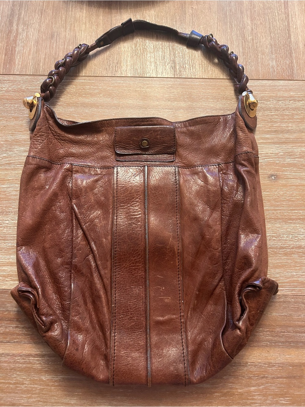 Chloe Heloise Large Brown Leather Hobo Shoulder Bag Authentic